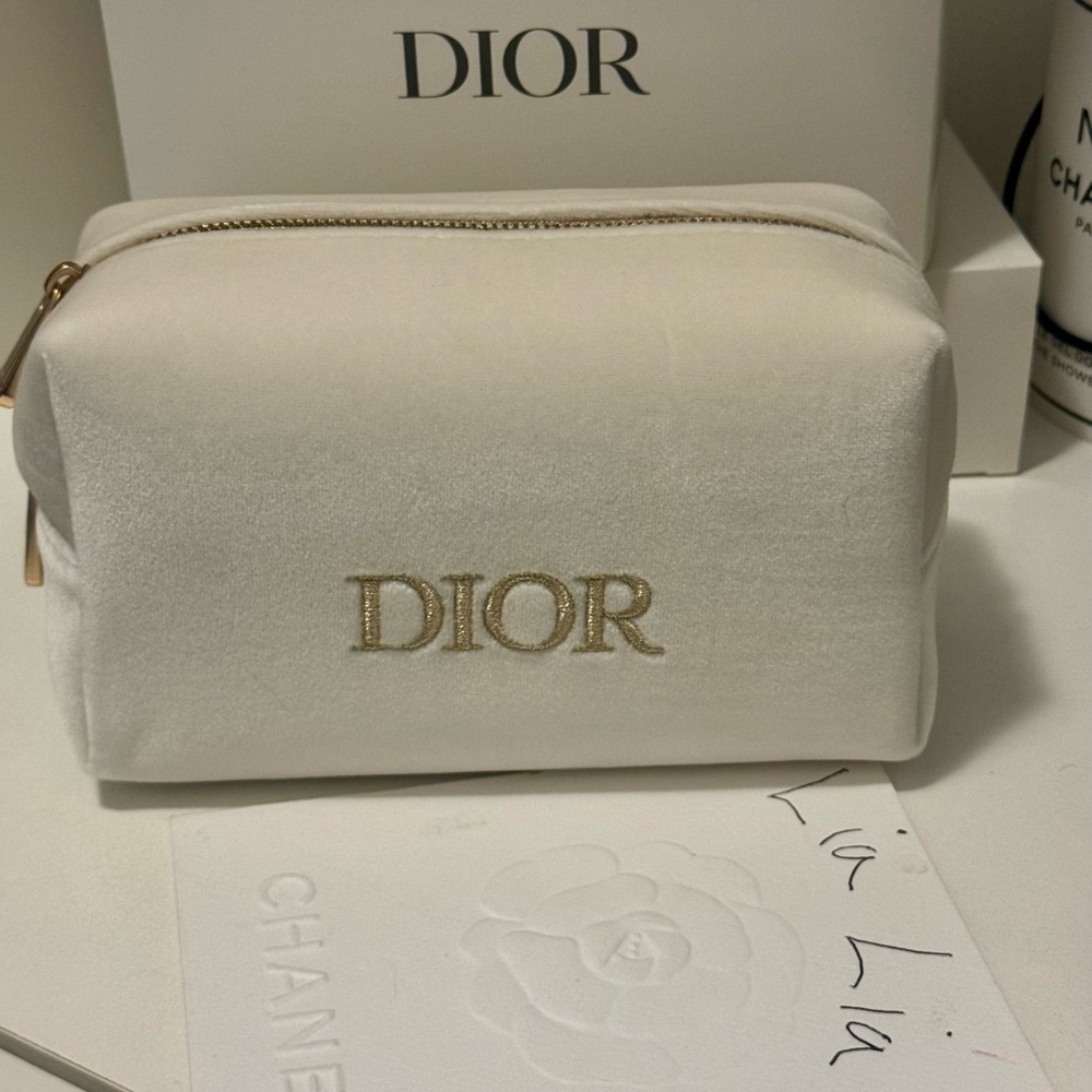 Dior Ivory Pouch with Gold Embroidery
